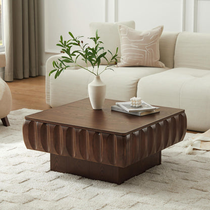 Square Lift-Top Coffee Table with Solid Wood Frame and Hidden Storage Coffee Table
