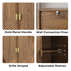 Walnut Wood Buffet Cabinet with Line Groove Design,Sideboard Buffet Cabinet With Storage,Multifunctional Accent Cabinet for Living Room,Entryway,Hallway,Office,Kitchen