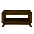 Rectangular Wood Coffee Table for Living Room, 41.5-Inch Coffee Table with Solid Wood Legs, Wood Center Table Tea Table with Open Storage Shelf. Easy Assembly,  Walnut