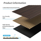 Wood Panels for Wall Slat Wall Panels, 2PC Wood Slat Acoustic Panels for Wall and Ceiling - 3D Fluted Sound Absorbing Panel with Three Sides Fully Wrapped on Wood Finish -45.27''X23.62''(Dark walnut)