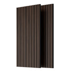 Wood Panels for Wall Slat Wall Panels, 2PC Wood Slat Acoustic Panels for Wall and Ceiling - 3D Fluted Sound Absorbing Panel with Three Sides Fully Wrapped on Wood Finish -45.27''X23.62''(Dark walnut)