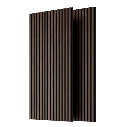 Wood Panels for Wall Slat Wall Panels, 2PC Wood Slat Acoustic Panels for Wall and Ceiling - 3D Fluted Sound Absorbing Panel with Three Sides Fully Wrapped on Wood Finish -45.27''X23.62''(Dark walnut)