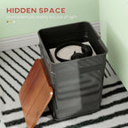 Black Set of 2 Nesting Ottoman Stool with Storage Metal Frame for Living Room Ottoman