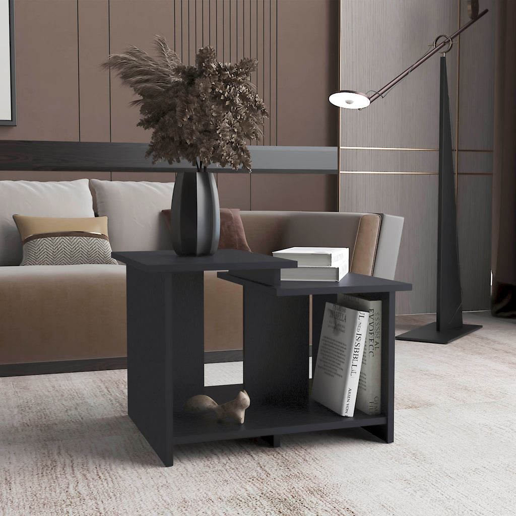 Weman 23.6 W Coffee Table with Open Shelf Living Room, Home Office Storage Black