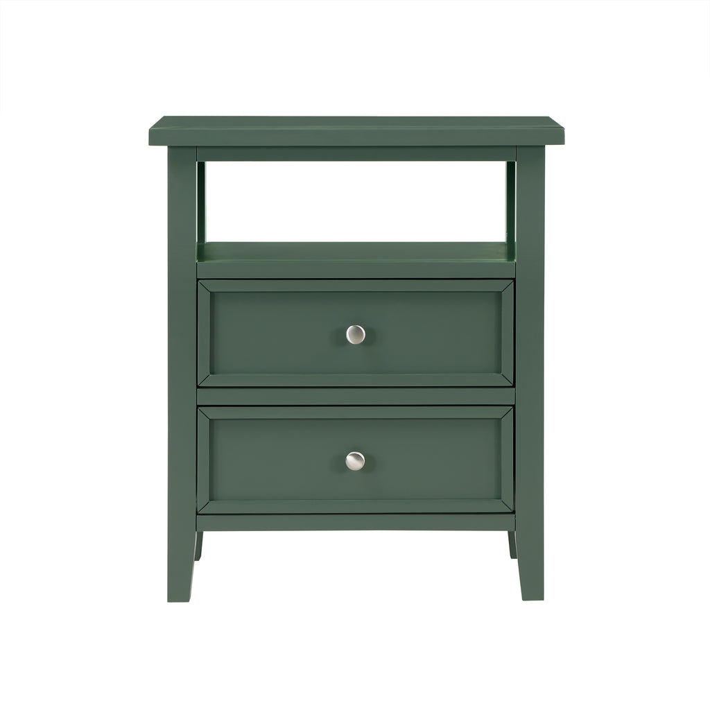 Weston Vintage Green 2 Drawer Nightstand with Nickel Knobs