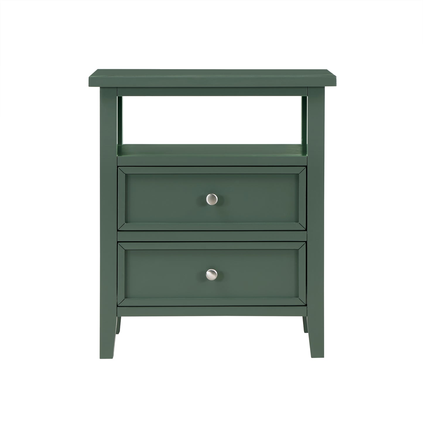 Weston Vintage Green 2 Drawer Nightstand with Nickel Knobs