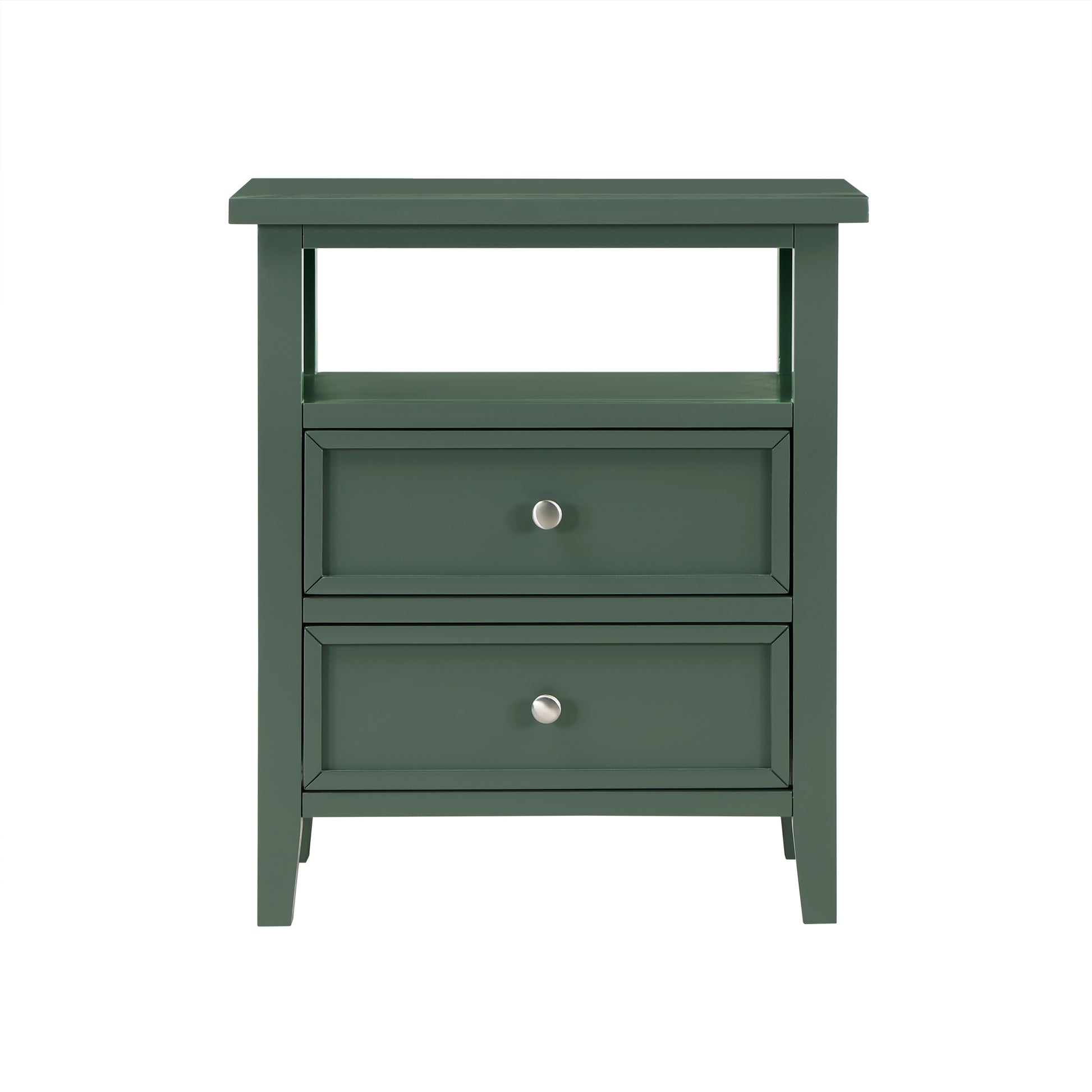 Weston Vintage Green 2 Drawer Nightstand with Nickel Knobs
