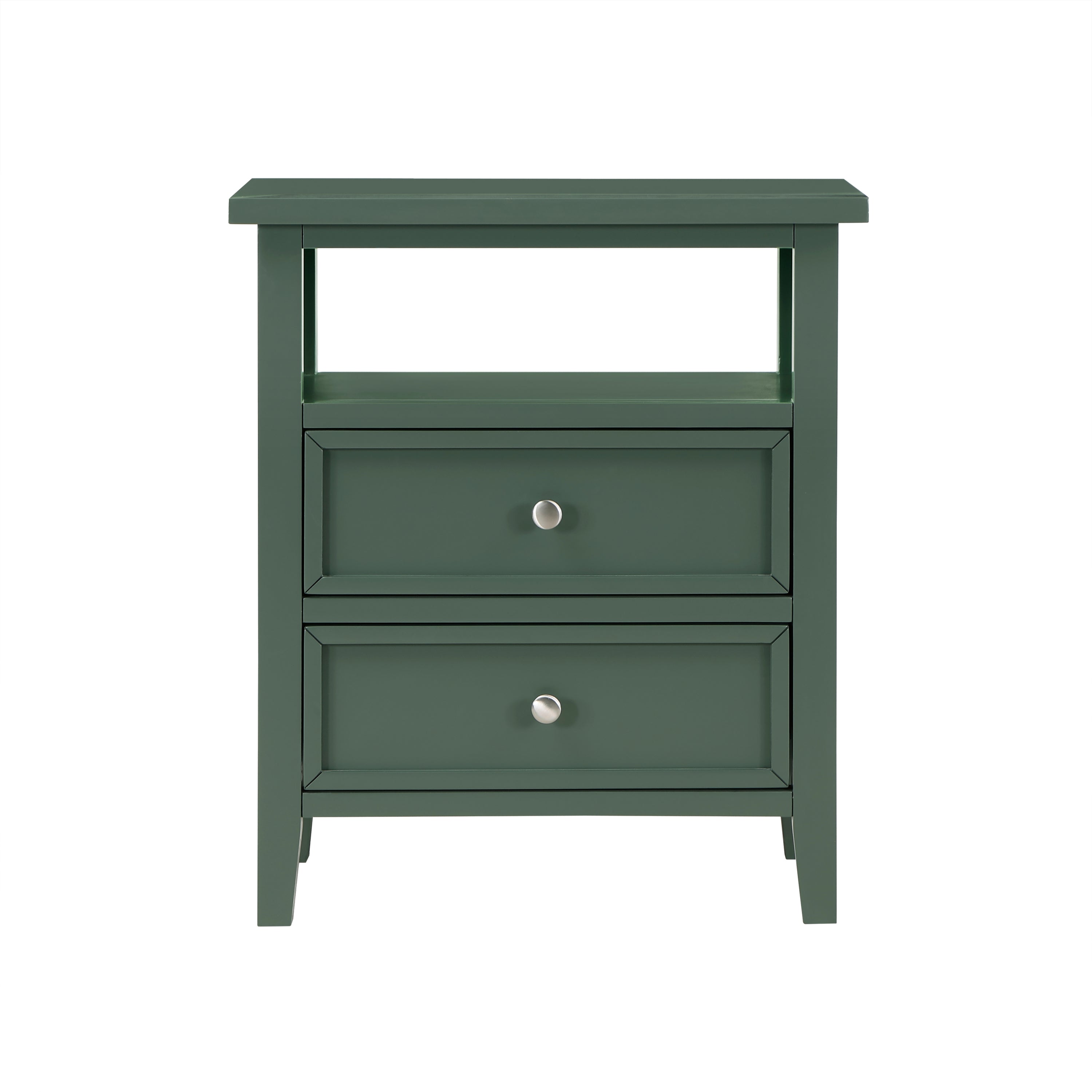 Weston Vintage Green 2 Drawer Nightstand with Nickel Knobs