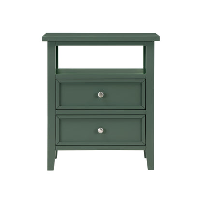 Weston Vintage Green 2 Drawer Nightstand with Nickel Knobs