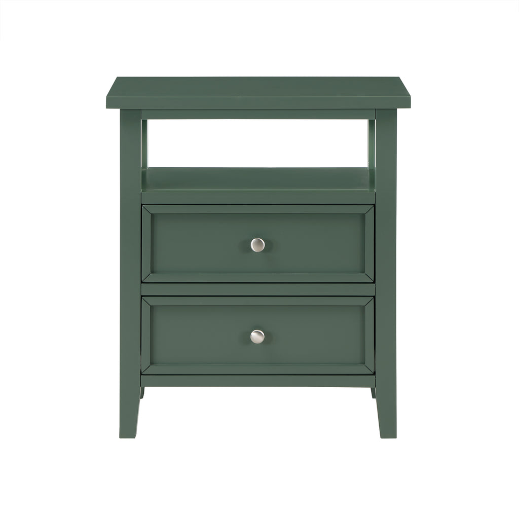 Weston Vintage Green 2 Drawer Nightstand with Nickel Knobs