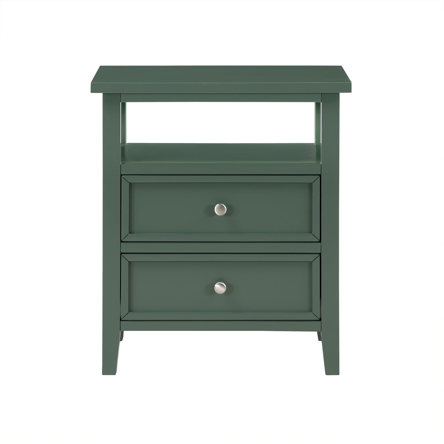 Weston Vintage Green 2 Drawer Nightstand with Nickel Knobs