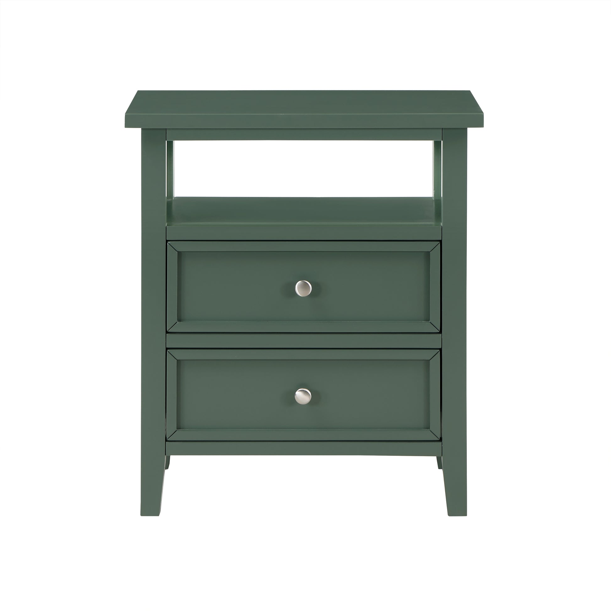 Weston Vintage Green 2 Drawer Nightstand with Nickel Knobs