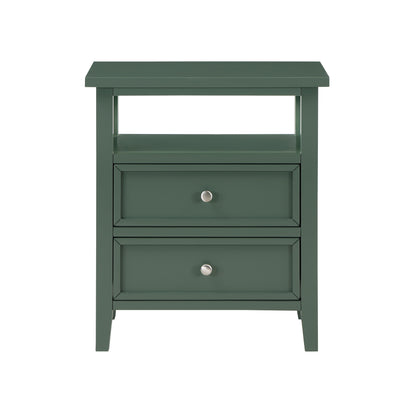 Weston Vintage Green 2 Drawer Nightstand with Nickel Knobs