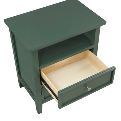 Weston Vintage Green 2 Drawer Nightstand with Nickel Knobs