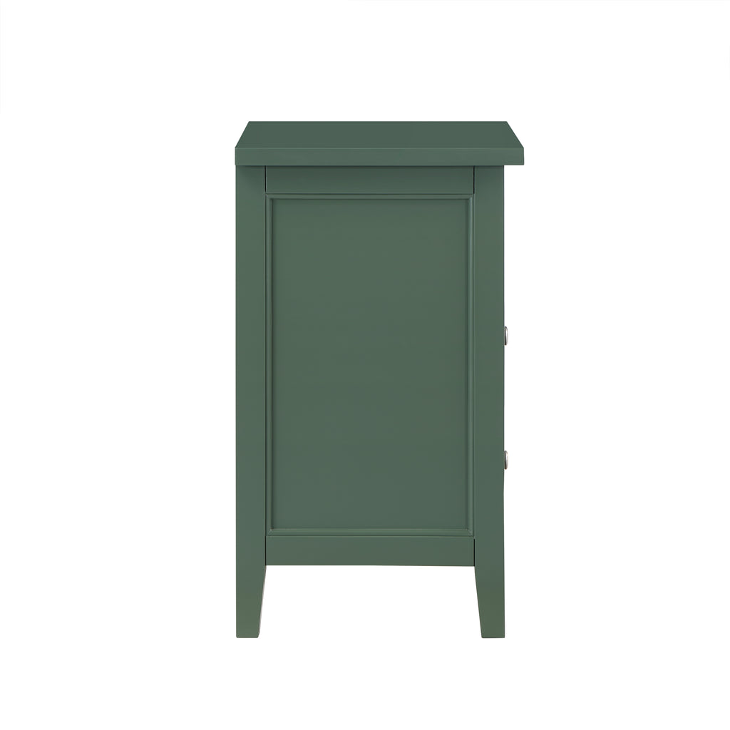 Weston Vintage Green 2 Drawer Nightstand with Nickel Knobs