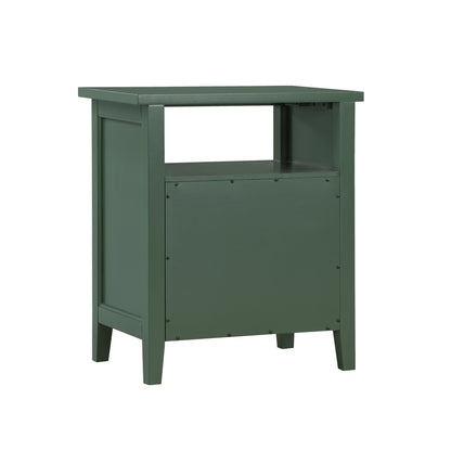 Weston Vintage Green 2 Drawer Nightstand with Nickel Knobs