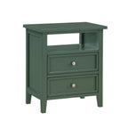 Weston Vintage Green 2 Drawer Nightstand with Nickel Knobs