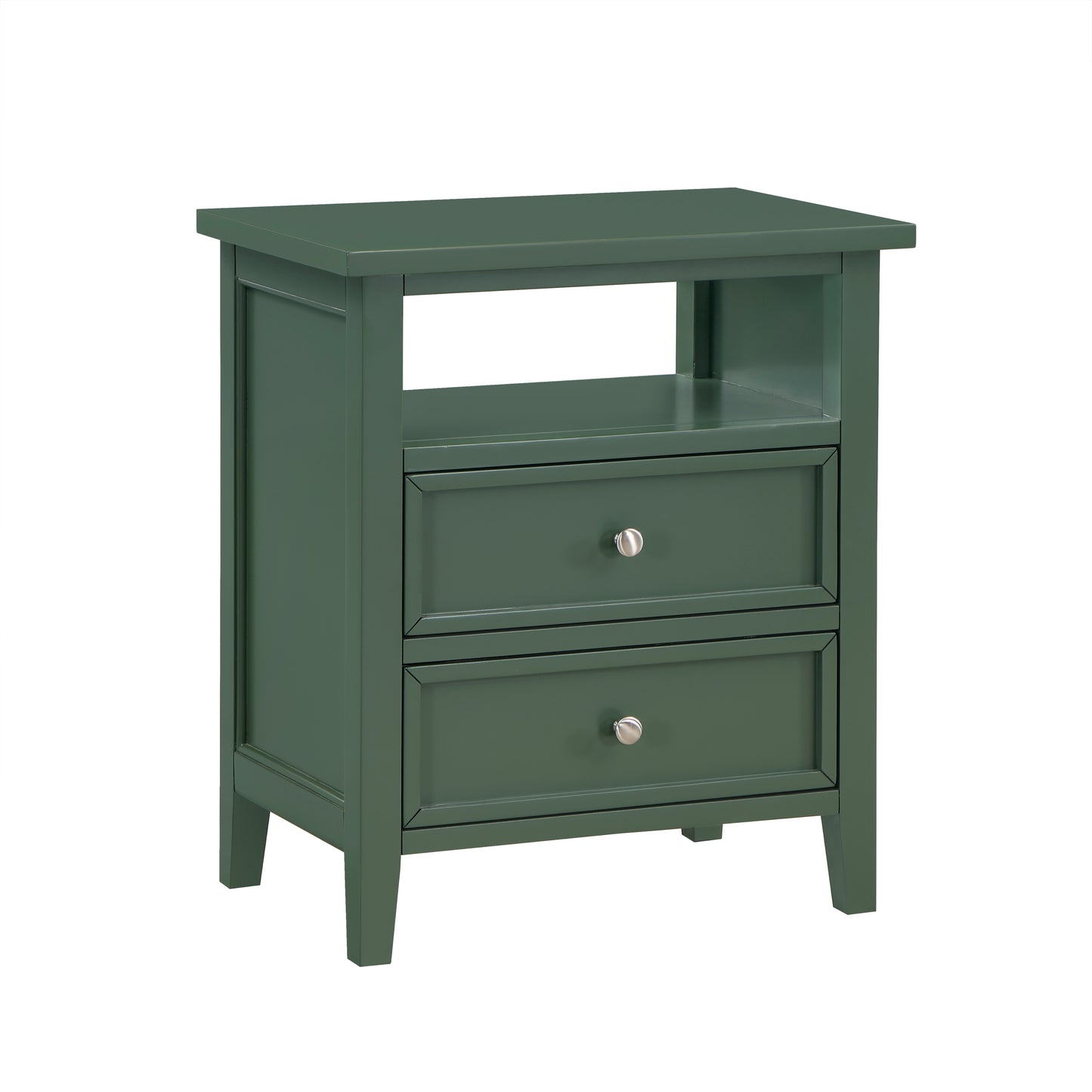 Weston Vintage Green 2 Drawer Nightstand with Nickel Knobs