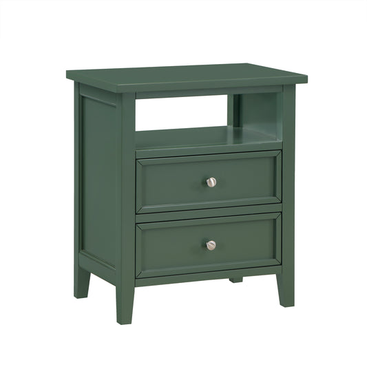 Weston Vintage Green 2 Drawer Nightstand with Nickel Knobs