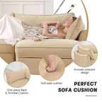 Wheat Chenille 2-Seater Sofa With Ottomans And Storage.