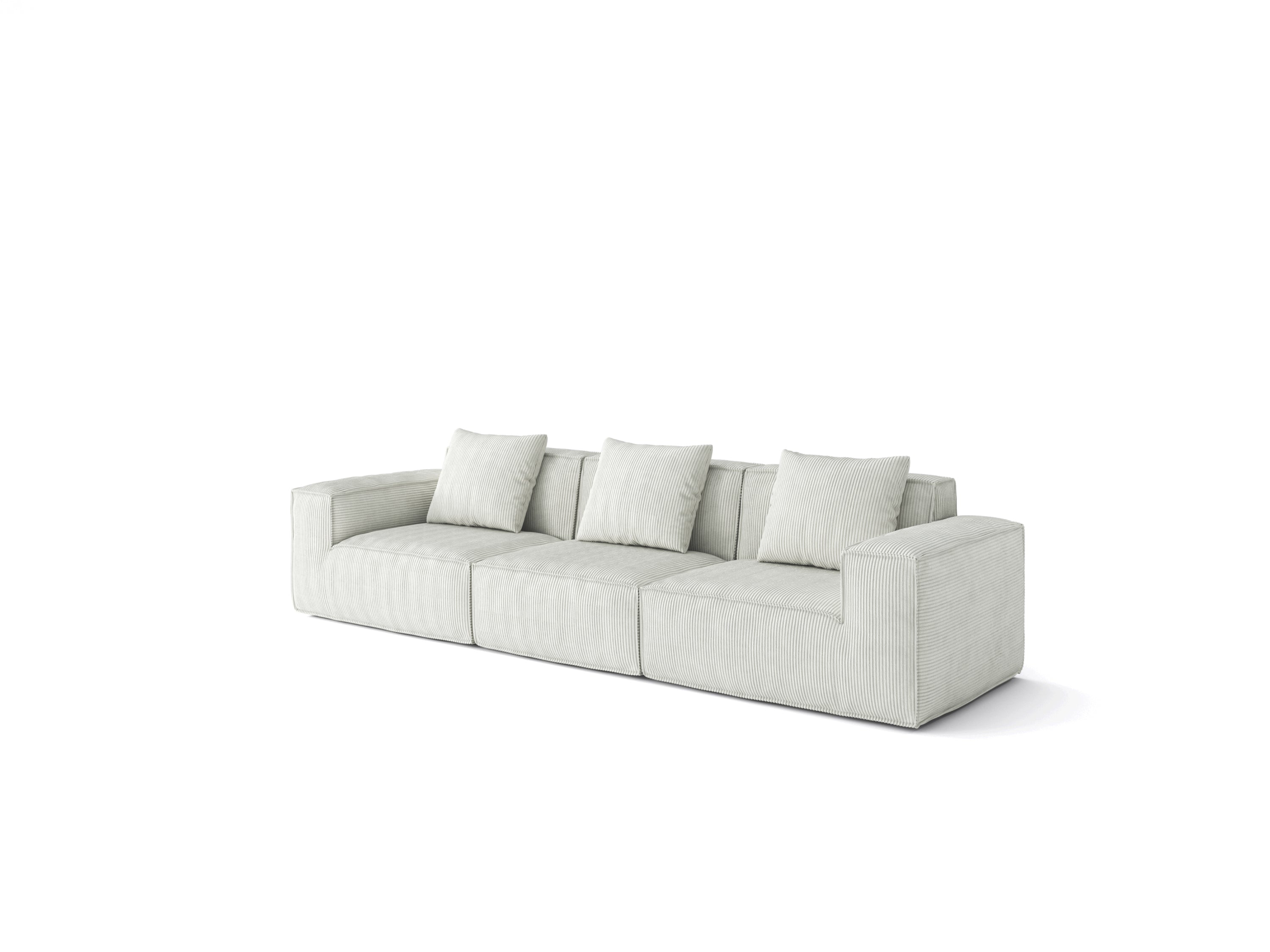 118-inch modular sofa can be converted into an oversized sofa bed Free conversion sofa set flexible configuration, soft corduroy cloud velvet fabric Three-person combination white