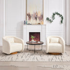 Swivel Accent Chair, 360-degree Swivel Barrel Chair with Teddy Upholstery, Comfy Pumpkin-Shaped Swivel Chair for Living Room, Bedroom, or Office