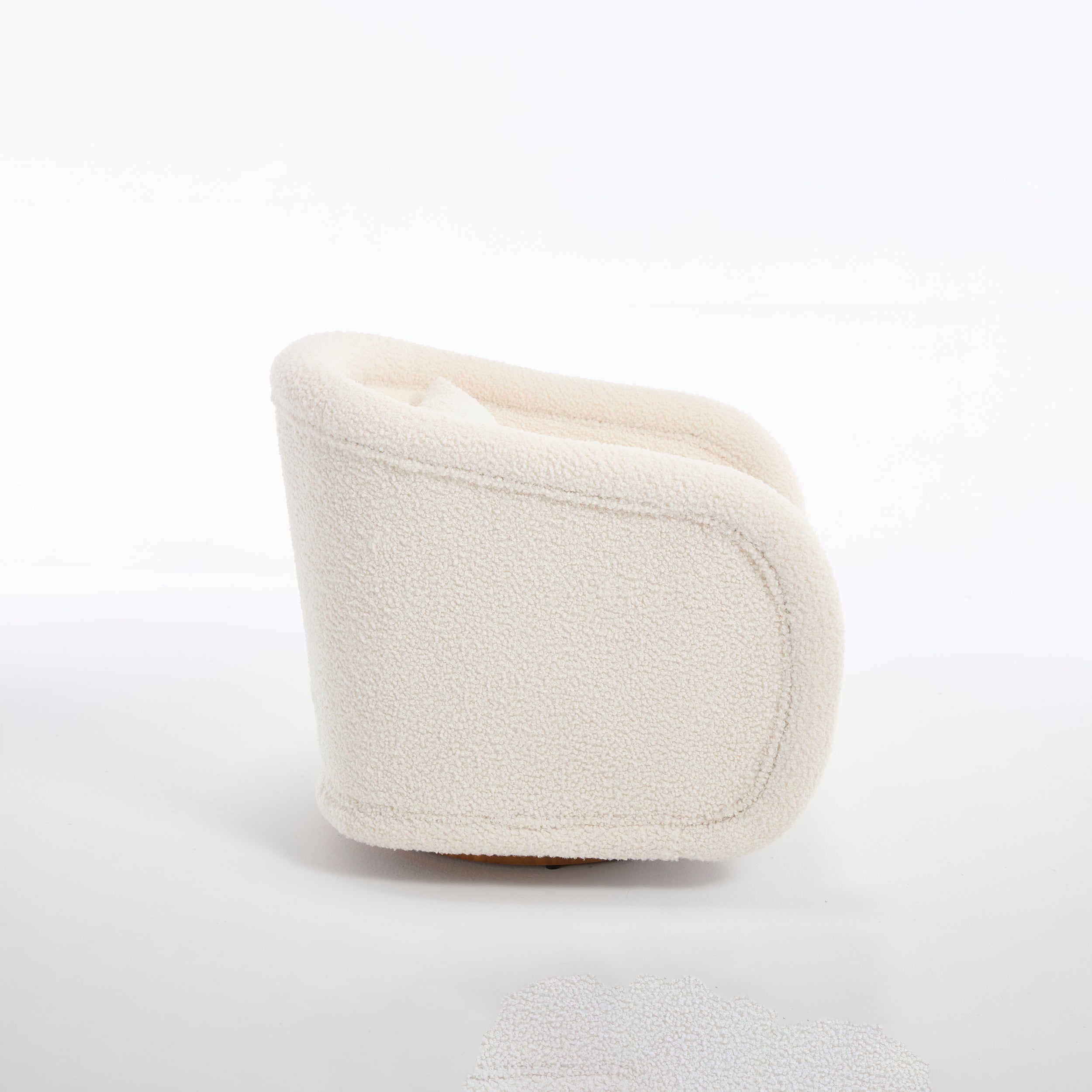 Swivel Accent Chair, 360-degree Swivel Barrel Chair with Teddy Upholstery, Comfy Pumpkin-Shaped Swivel Chair for Living Room, Bedroom, or Office