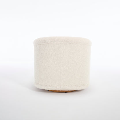 Swivel Accent Chair, 360-degree Swivel Barrel Chair with Teddy Upholstery, Comfy Pumpkin-Shaped Swivel Chair for Living Room, Bedroom, or Office