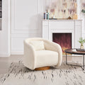 Swivel Accent Chair, 360-degree Swivel Barrel Chair with Teddy Upholstery, Comfy Pumpkin-Shaped Swivel Chair for Living Room, Bedroom, or Office