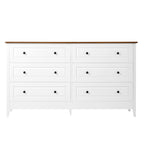 White Dresser for Bedroom, 6 Drawer Dresser with Wide Drawer and Metal Handles, White Dresser, Wood Dressers & Chests of Drawers for Hallway, Entryway.