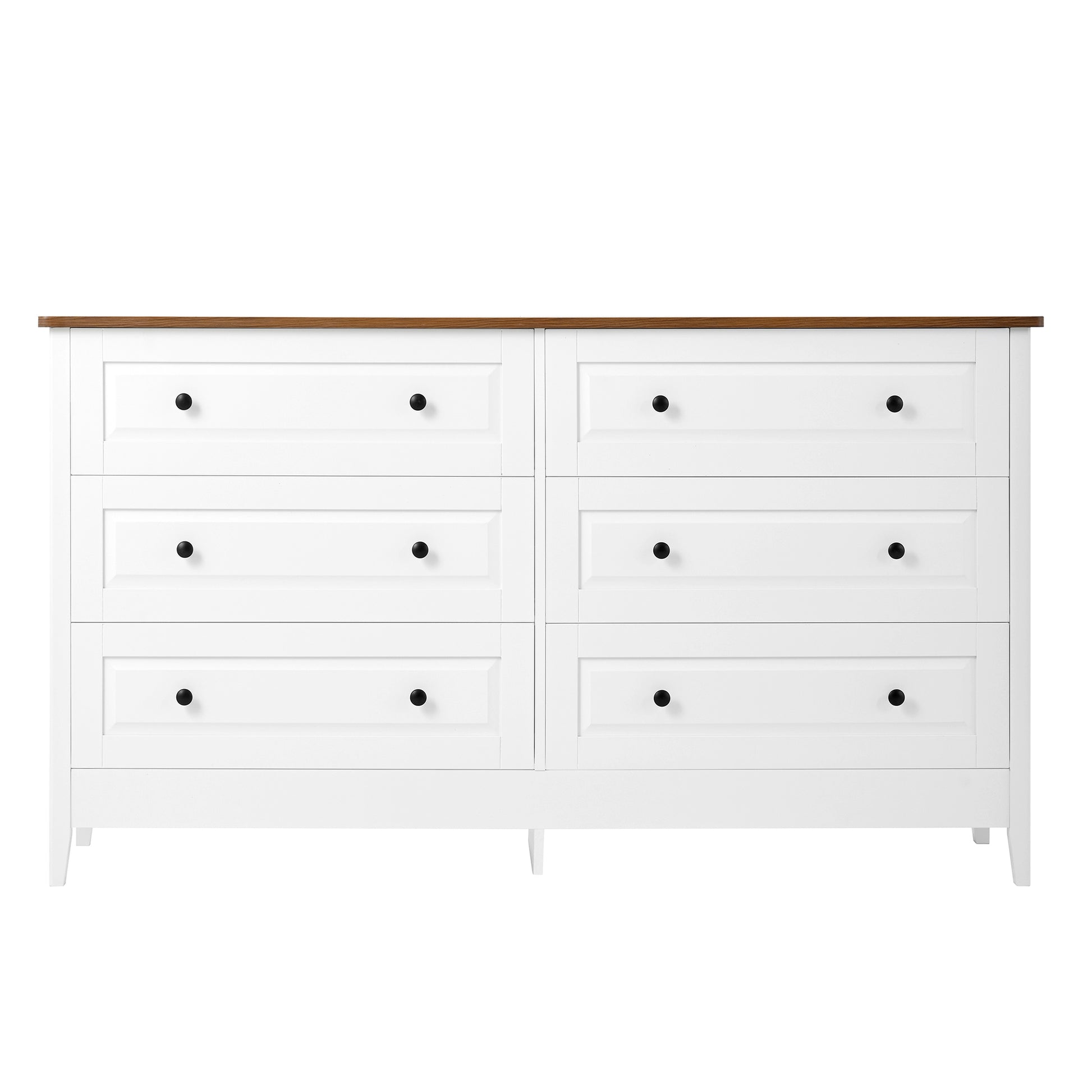 White Dresser for Bedroom, 6 Drawer Dresser with Wide Drawer and Metal Handles, White Dresser, Wood Dressers & Chests of Drawers for Hallway, Entryway.