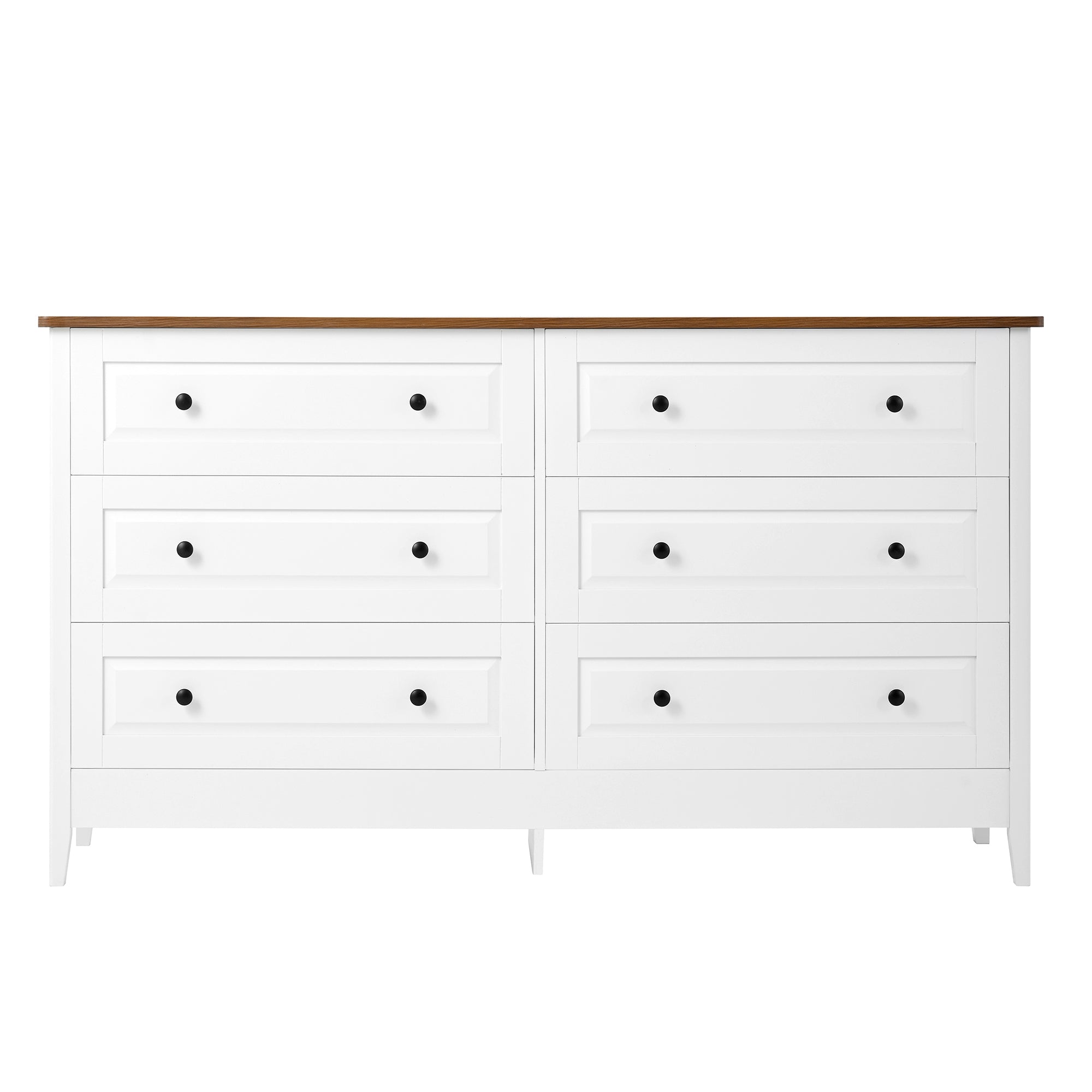 White Dresser for Bedroom, 6 Drawer Dresser with Wide Drawer and Metal Handles, White Dresser, Wood Dressers & Chests of Drawers for Hallway, Entryway.