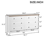 White Dresser for Bedroom, 6 Drawer Dresser with Wide Drawer and Metal Handles, White Dresser, Wood Dressers & Chests of Drawers for Hallway, Entryway.