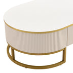 Modern Oval Coffee Table with Drawers,Curved Profile Design, Gold Metal Decor, Center Table for Living Room in 47.2'