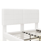 White Boucle Floating Bed with Light,Queen Bed Frame