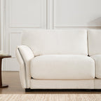 White Chenille L-Shaped Modular Sectional Sofa With USB.