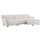 White Chenille L-Shaped Modular Sectional Sofa With USB.