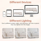White Chenille L-Shaped Modular Sectional Sofa With USB.