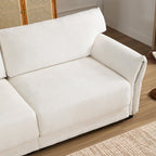 White Chenille L-Shaped Modular Sectional Sofa With USB.