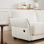 White Chenille L-Shaped Modular Sectional Sofa With USB.