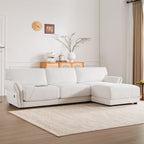 White Chenille L-Shaped Modular Sectional Sofa With USB.