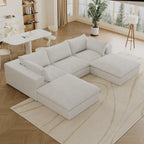 118.2' Cloud Sofa,Corduroy Fabric,Deep Seat Couches,Double-layer design,Removable Cushion,No Assembly, DIY Combination for Living room, Bedroom,Conference room ,Apartment,White