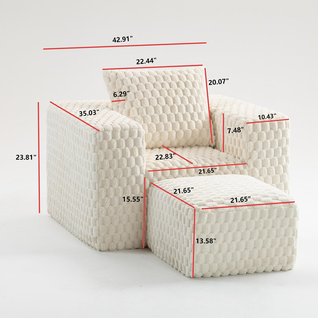 Lingge corduroy compression sofa with Ottoman-33006