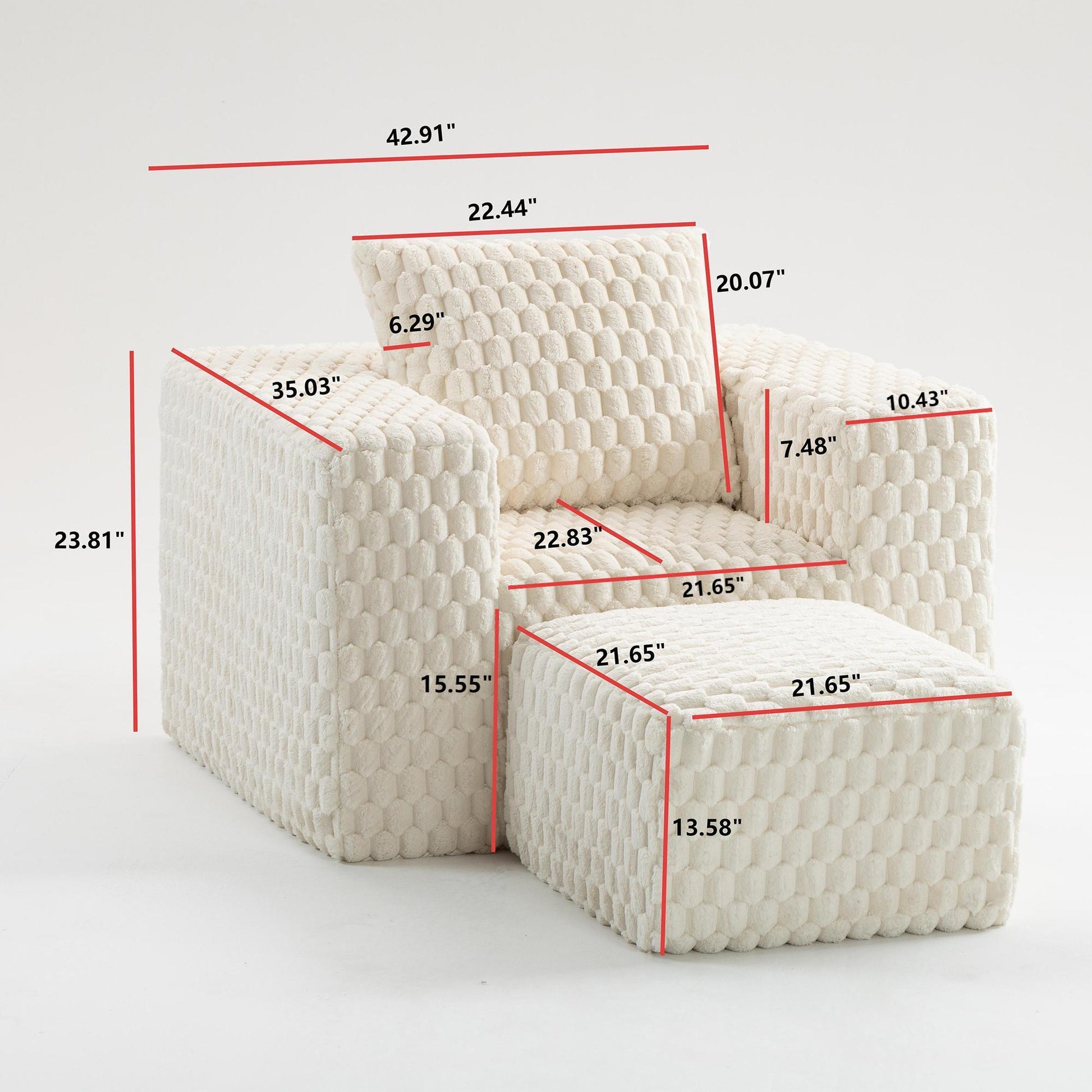 Lingge corduroy compression sofa with Ottoman-33006