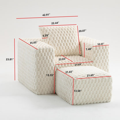 Lingge corduroy compression sofa with Ottoman-33006