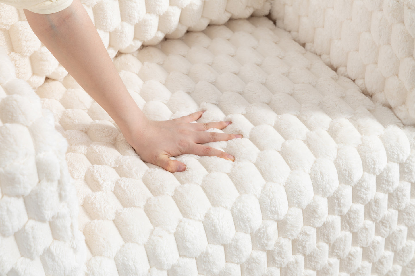 Lingge corduroy compression sofa with Ottoman-33006