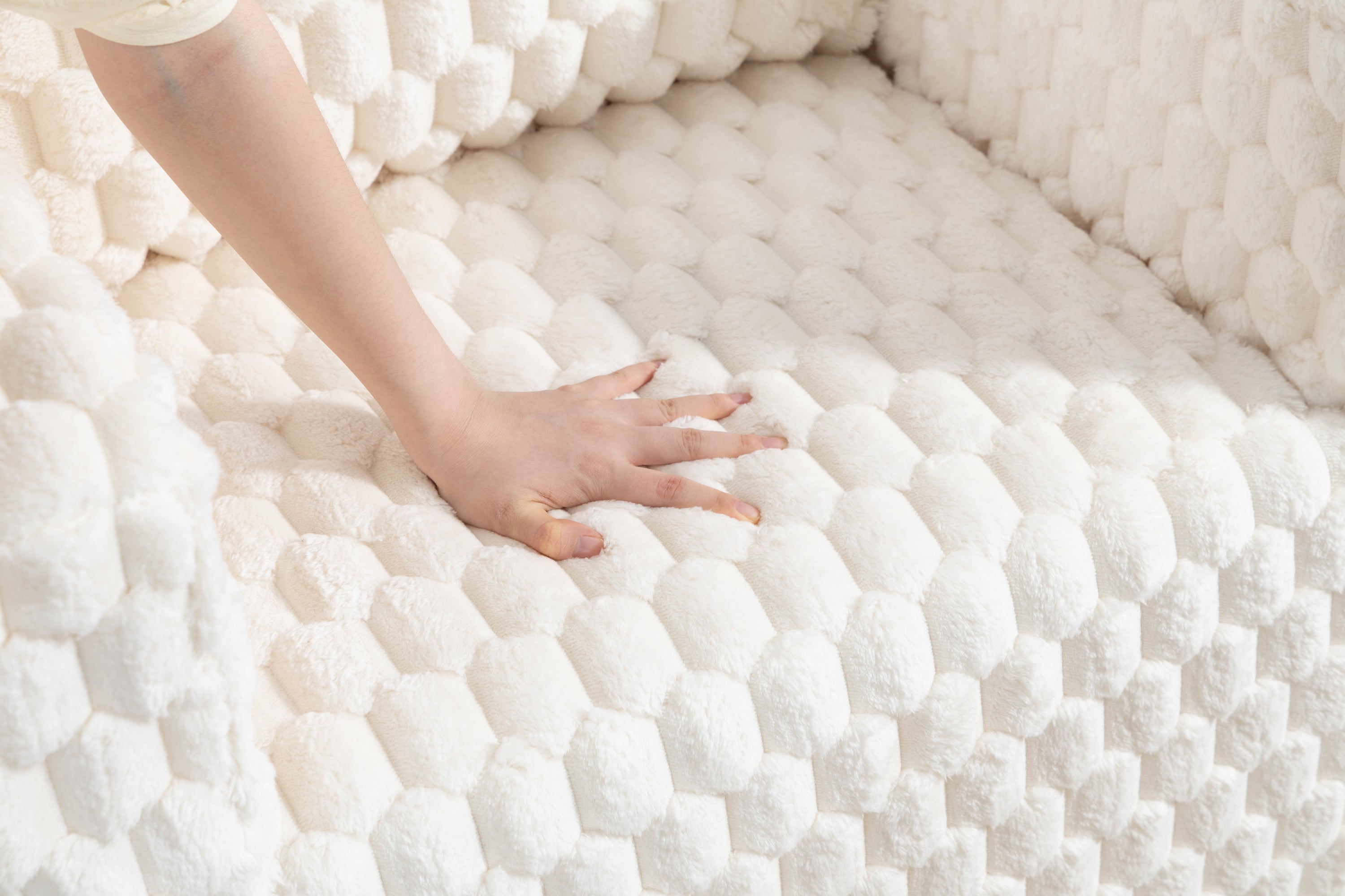 Lingge corduroy compression sofa with Ottoman-33006