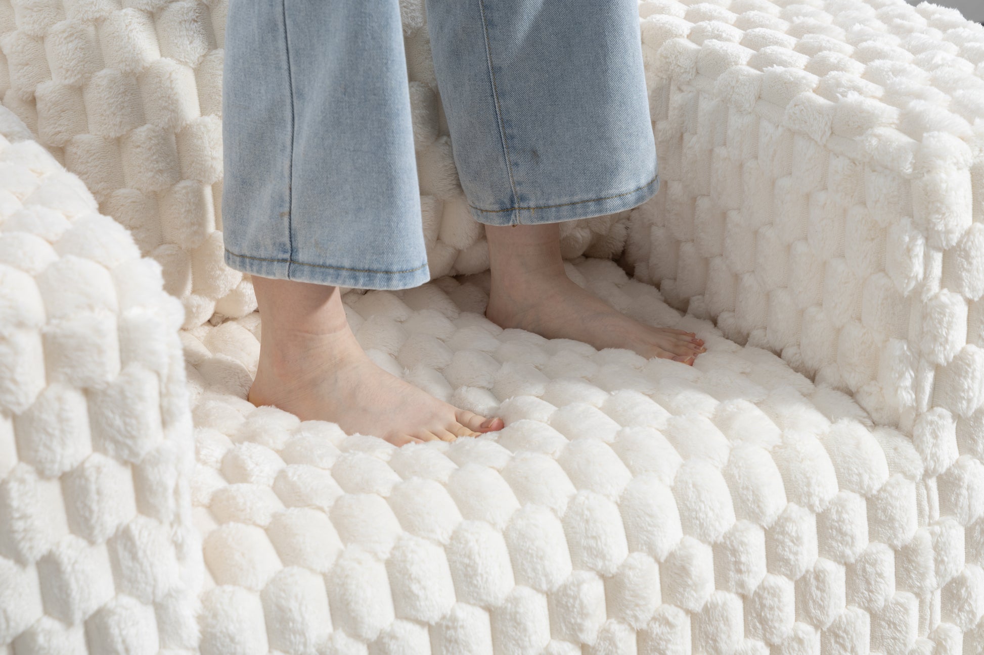 Lingge corduroy compression sofa with Ottoman-33006