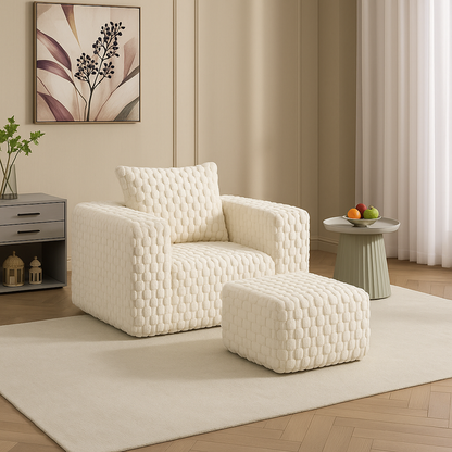 Lingge corduroy compression sofa with Ottoman-33006