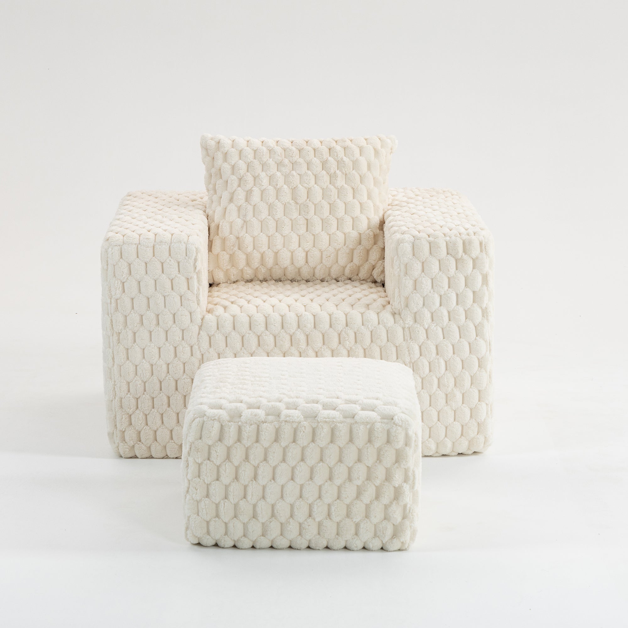 Lingge corduroy compression sofa with Ottoman-33006